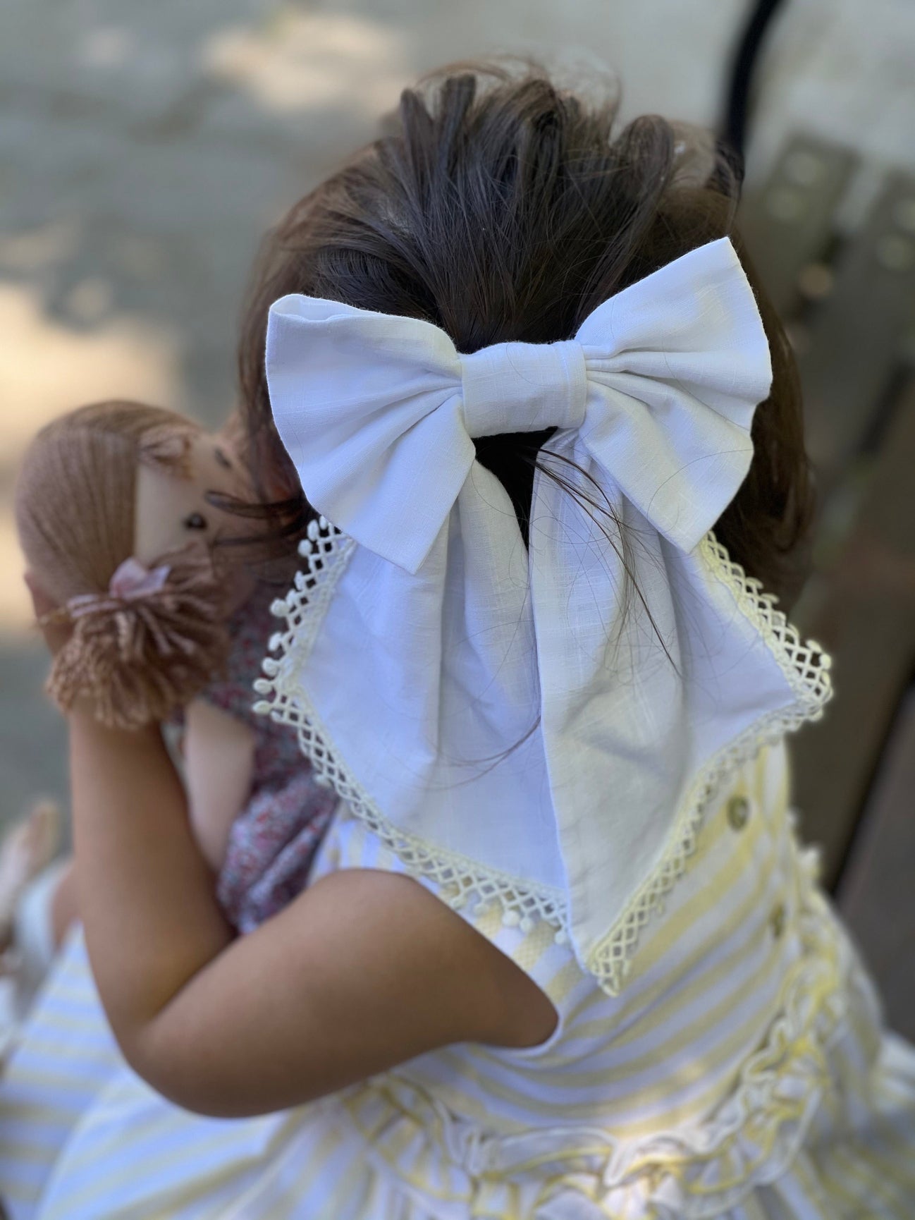 Girl | Jaylin Linen Hair Bow | White