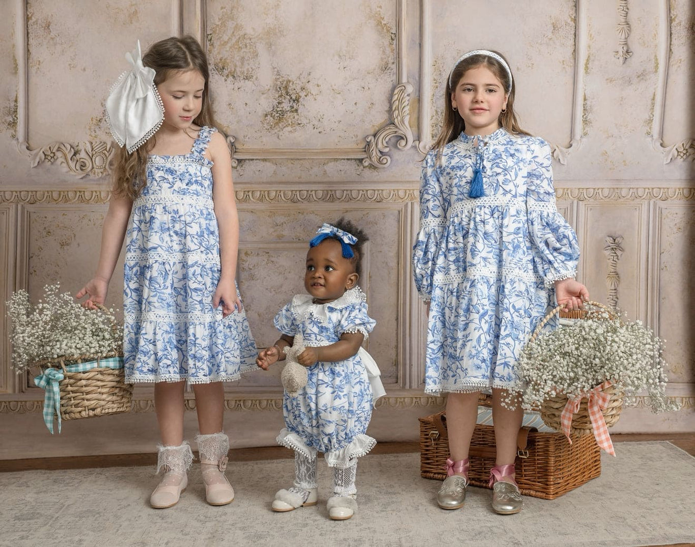 Girl | Jaylin and Linen Sleeveless Summer Dress | Blue x White