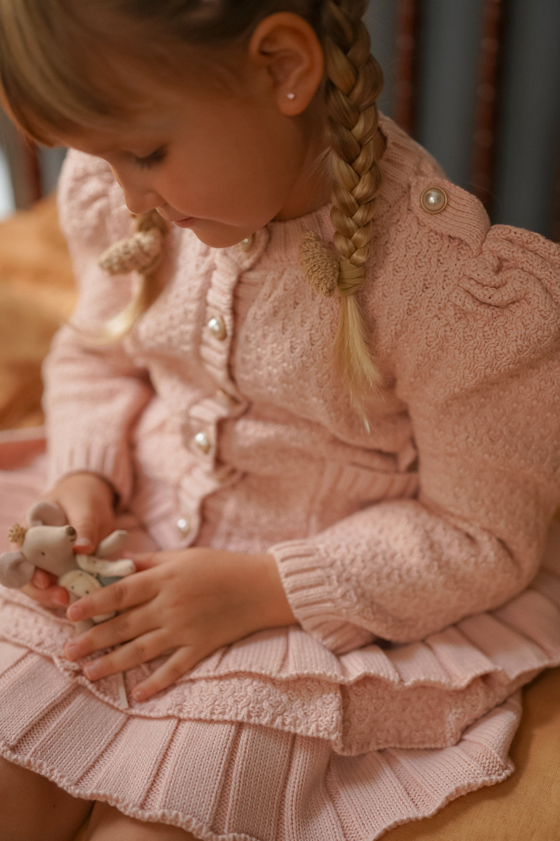 Girl | Julie Pink Knit Cotton Cardigan