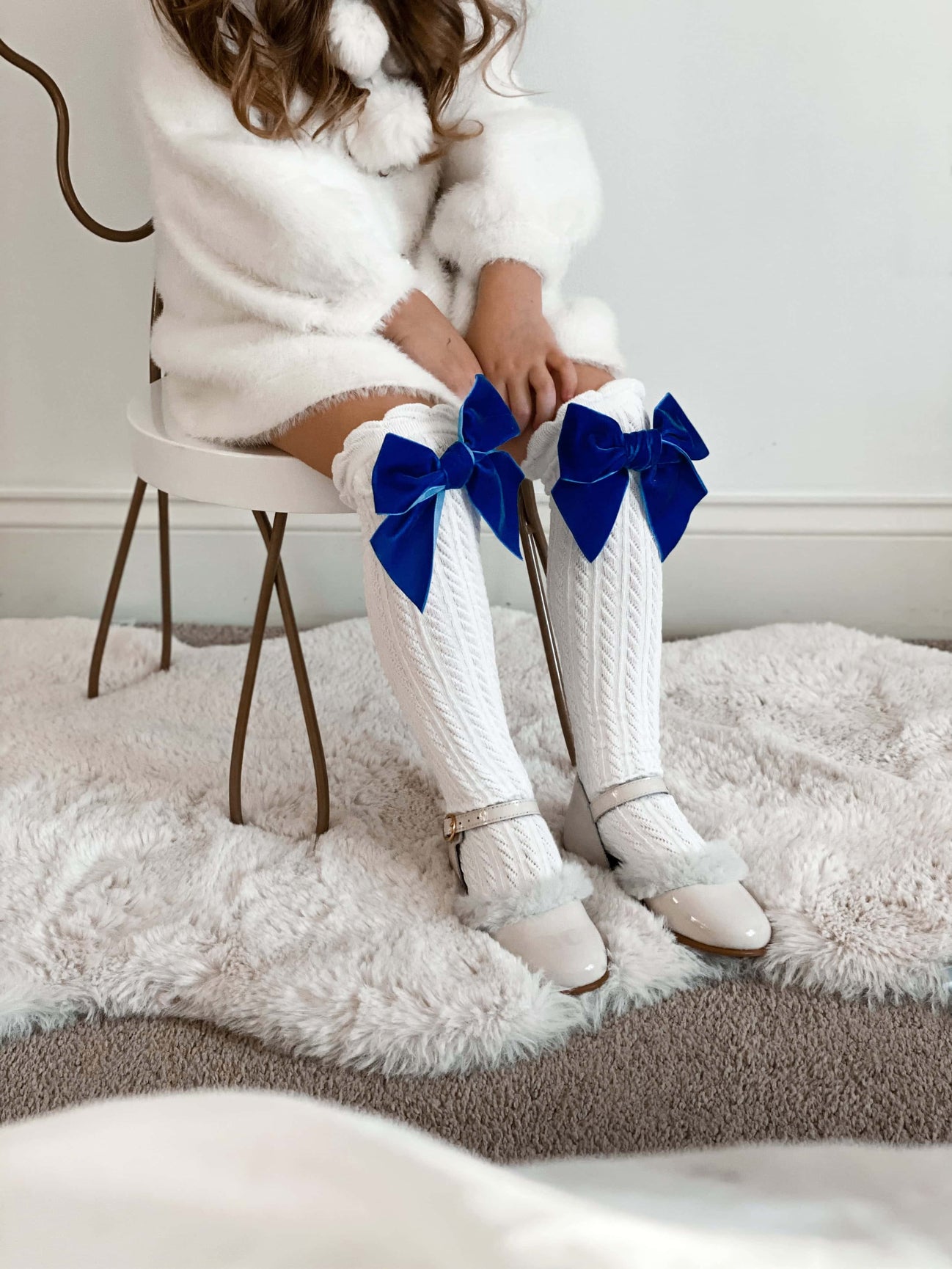 Girl | Knee High Socks Royal | White x Blue
