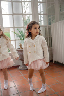 Girl | Lace Overlay Blazer | White