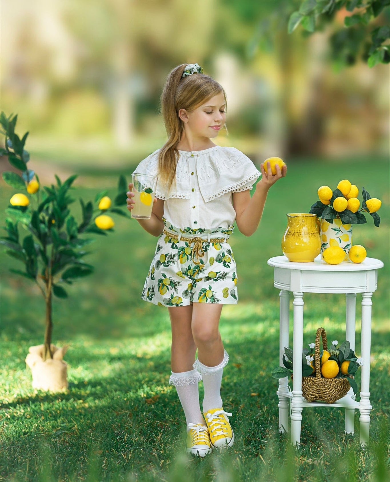 Girl | Lana Ruffle Knee High Socks | White