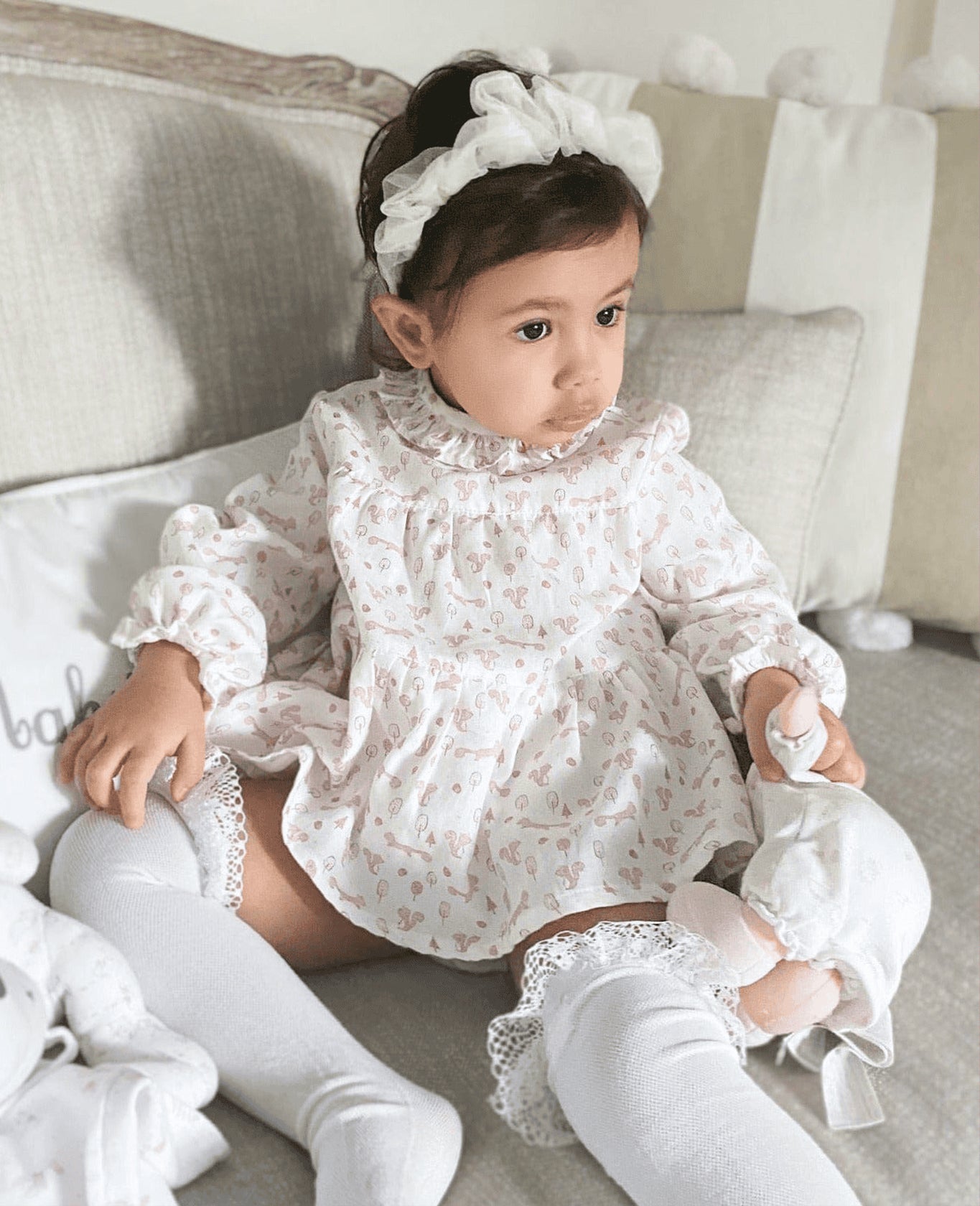 Girl | Lana Ruffle Knee High Socks | White