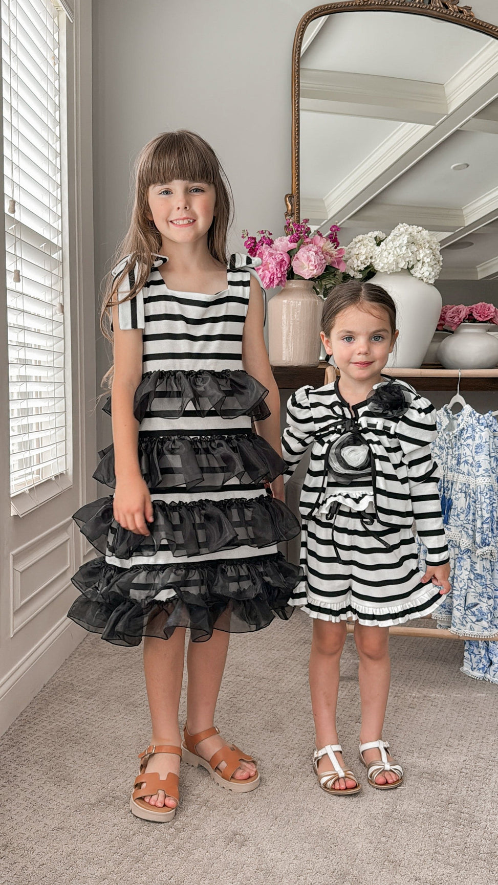 Girl | Monaco Black and White Striped Top and Shorts Set