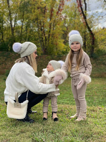 Girl | Pearl Angora Kids Hat | Gray