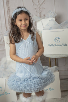 Girl | Skylar Tulle Ruffle Headband | Blue