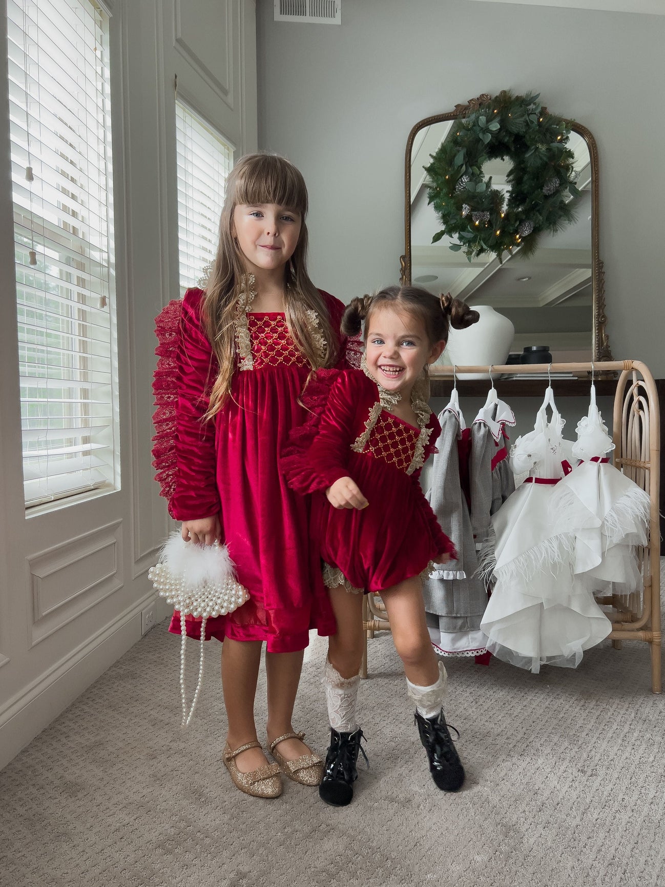 Girl | Victoria Velvet Romper | Red
