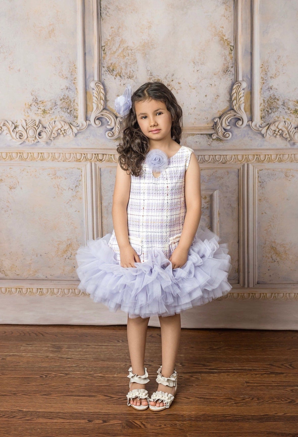 Girl | Violet Tweed and Tulle Dress