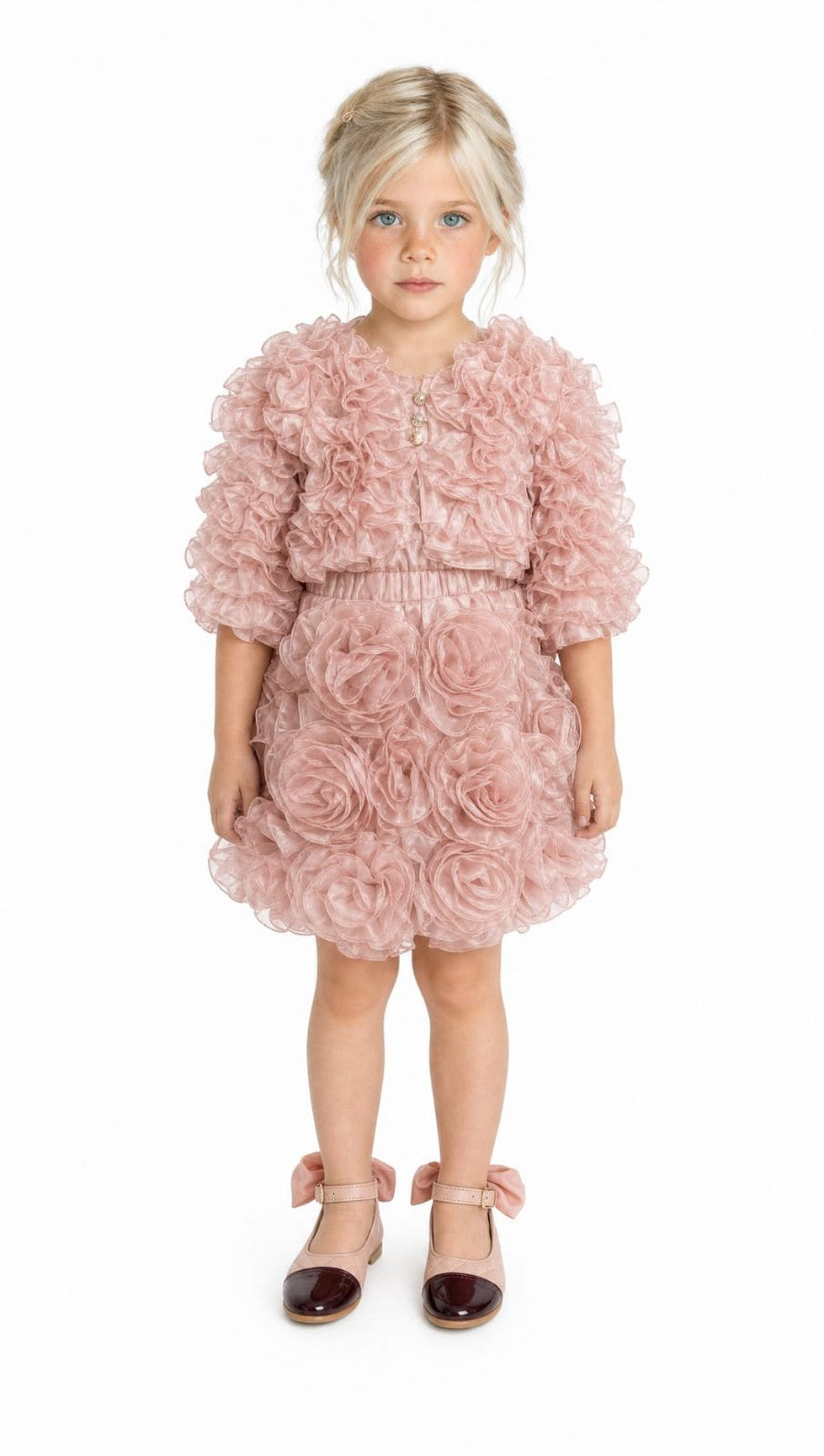 Girl | Vivian Ruffle Organza Jacket | Dusty Pink