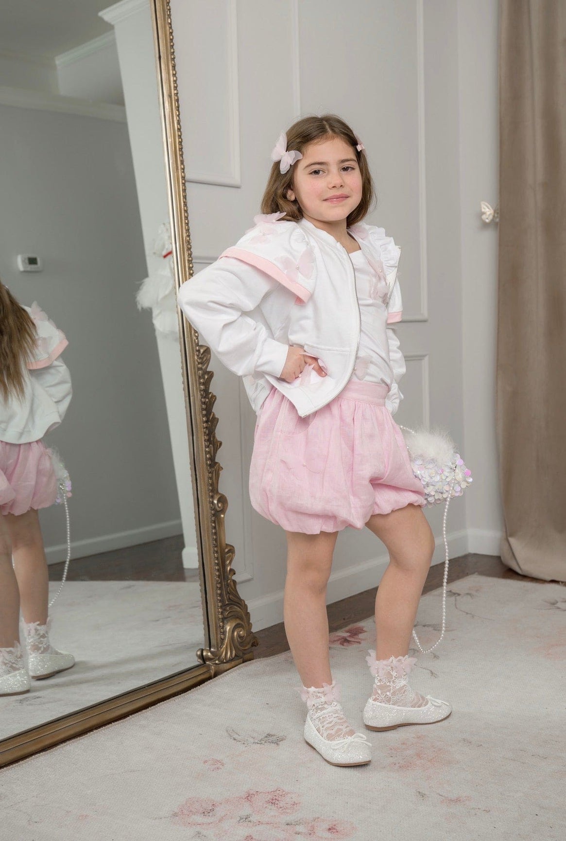 Girl | White Butterfly Cotton Jacket