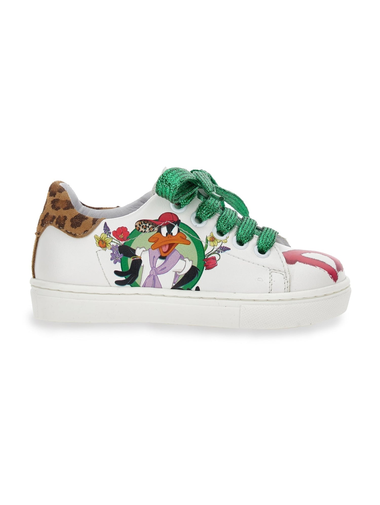 Girls | Daffy Duck Print Tennis Shoes | Cream/Multicolor
