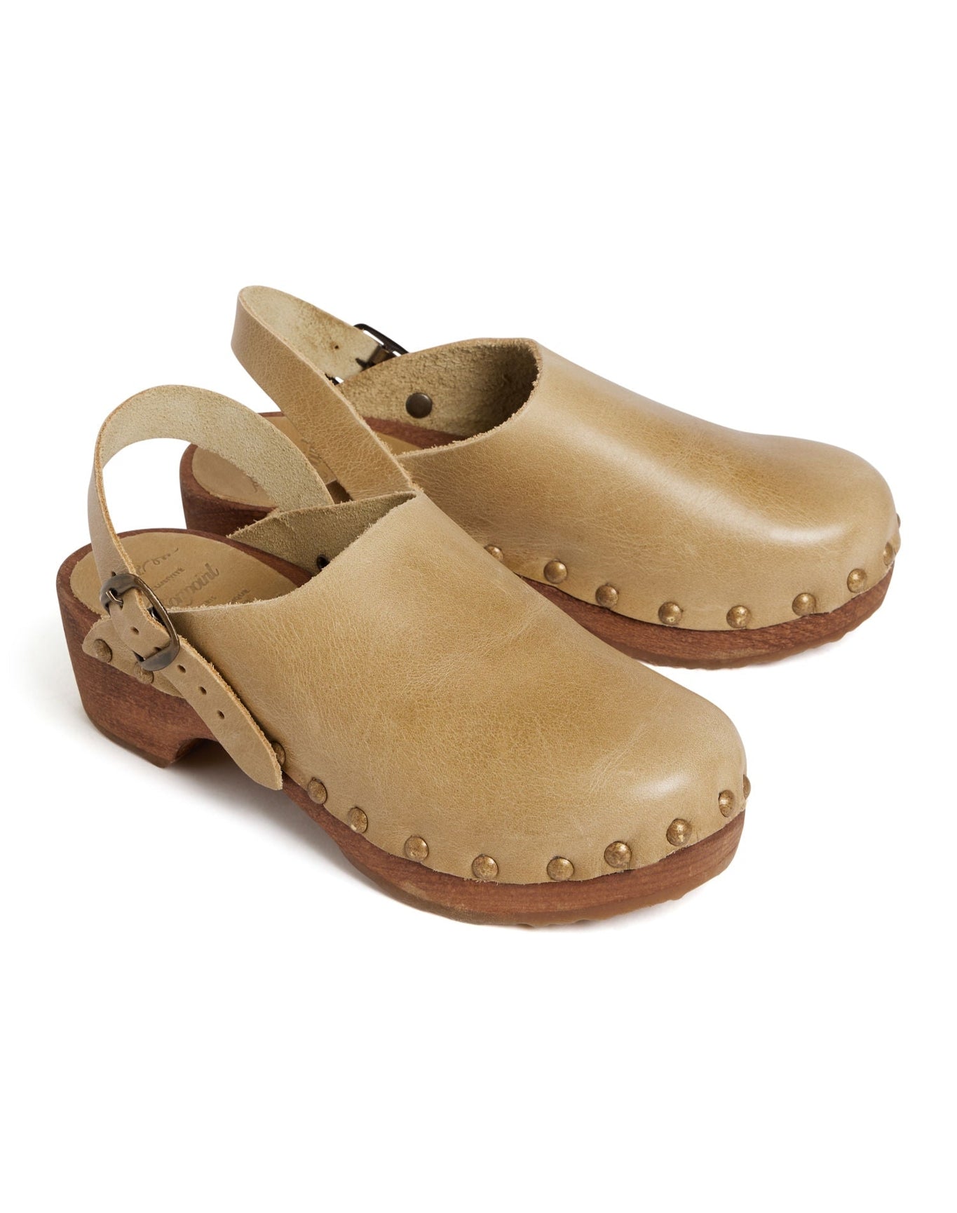 Girls | Leather Clogs With Studs | Caramel