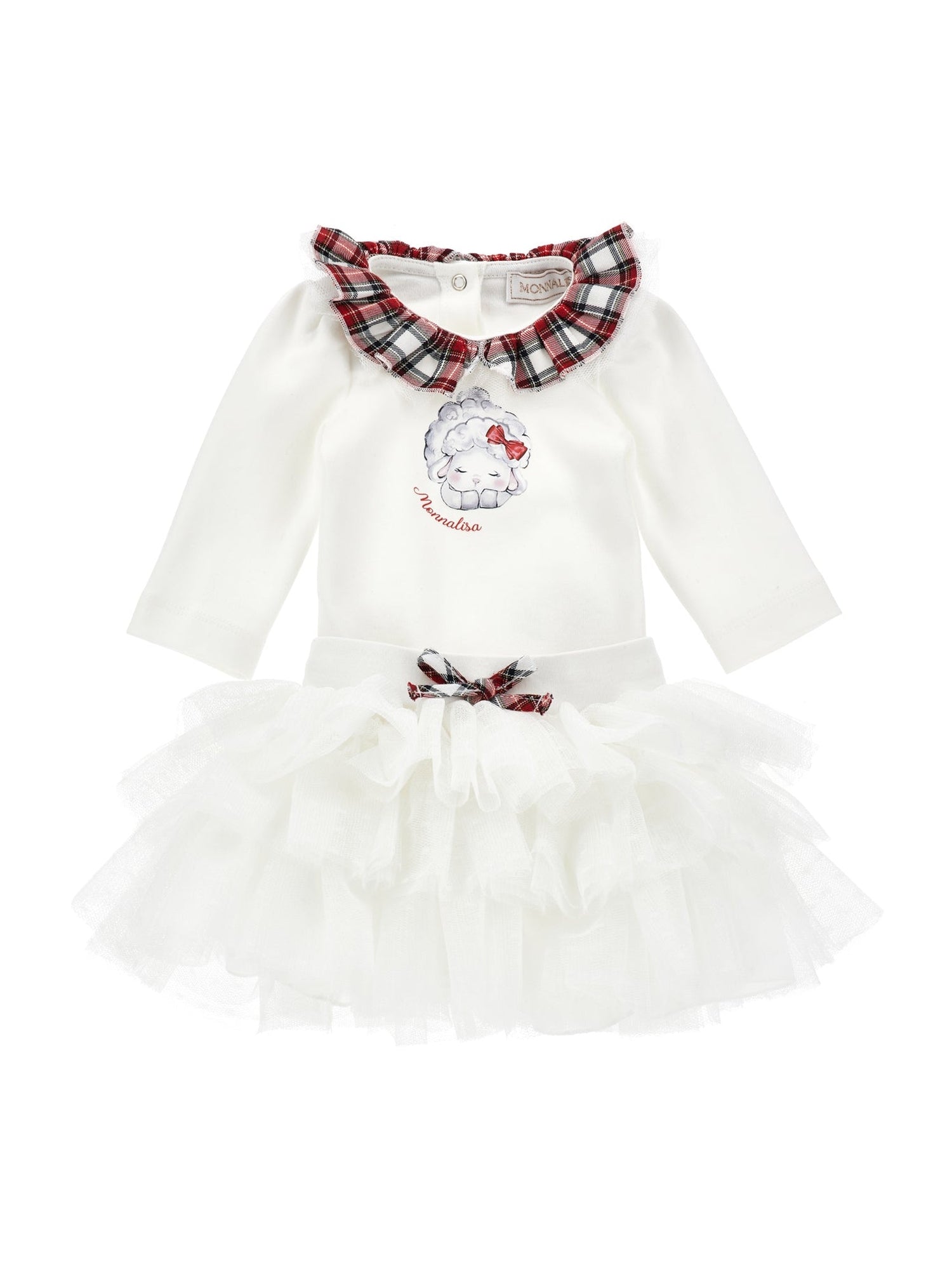 Girls | Two-Piece Bodysuit And Skirt Set | Cream/Ruby