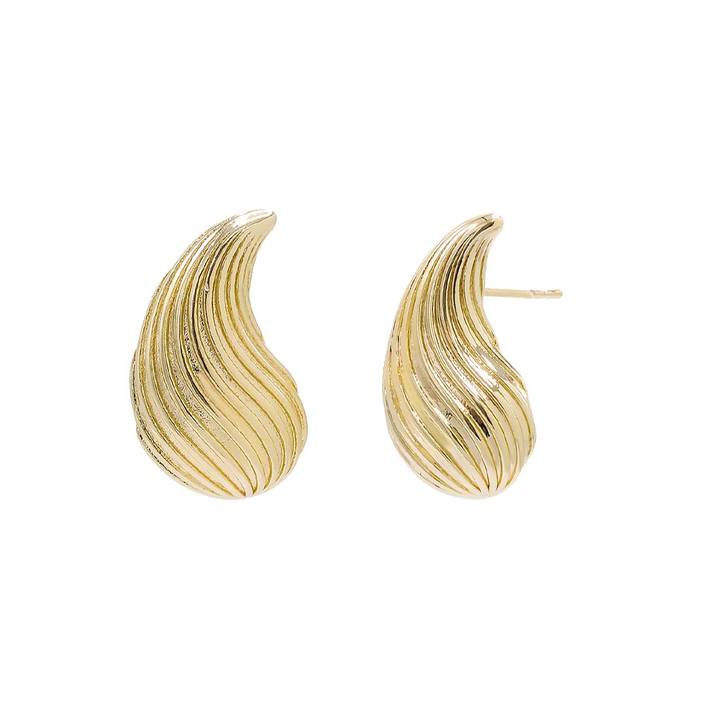 Gold Ridged Shell Stud Earring - Adina's Jewels