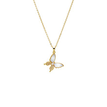 Gold Pave & Mother Of Pearl Sideway Butterfly Pendant Necklace - Adina's Jewels