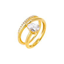 Gold / 6 Solid/Pave Swirled Pear Ring - Adina's Jewels