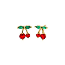 Red CZ Red & Green Cherry Stud Earring - Adina's Jewels