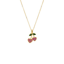 Red Red Pave Cherry Hearts Pendant Necklace - Adina's Jewels