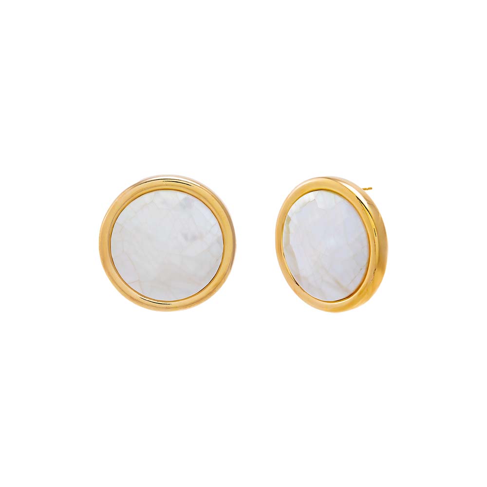 Gold / S White Marble Stud Earring - Adina's Jewels