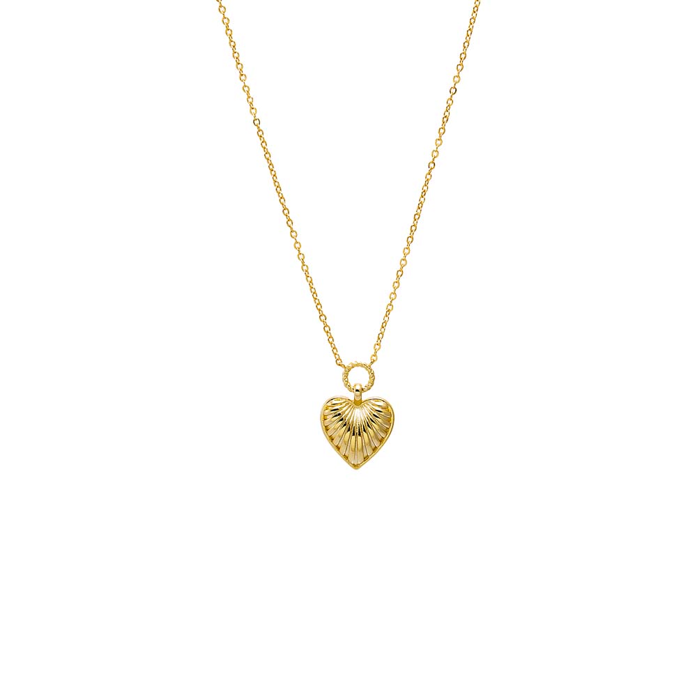 Gold Textured Heart Pendant Necklace - Adina's Jewels