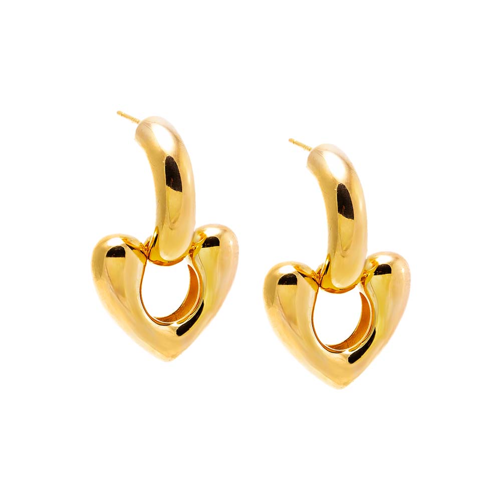 Gold Open Heart Hoop Earrings - Adina's Jewels