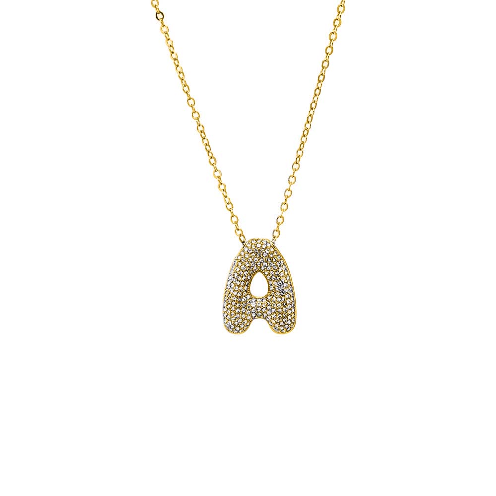 Gold / A Pave XL Initial Pendant Necklace - Adina's Jewels