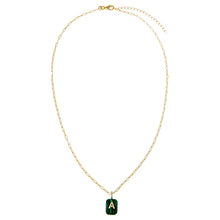 Pave Initial X Malachite Dog Tag Necklace - Adina's Jewels
