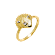 Gold / 6 CZ Shell Ring - Adina's Jewels