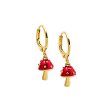 Red Red Enamel Mushroom Dangling Huggie Earring - Adina's Jewels