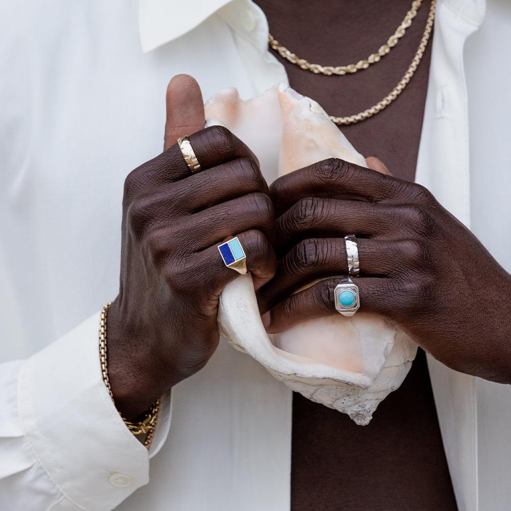 Women | Aegean Turquoise Signet Ring | 14k White Gold