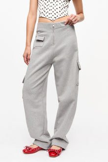 Grey Heavy Terry Curved Trousers | Paloma Melange