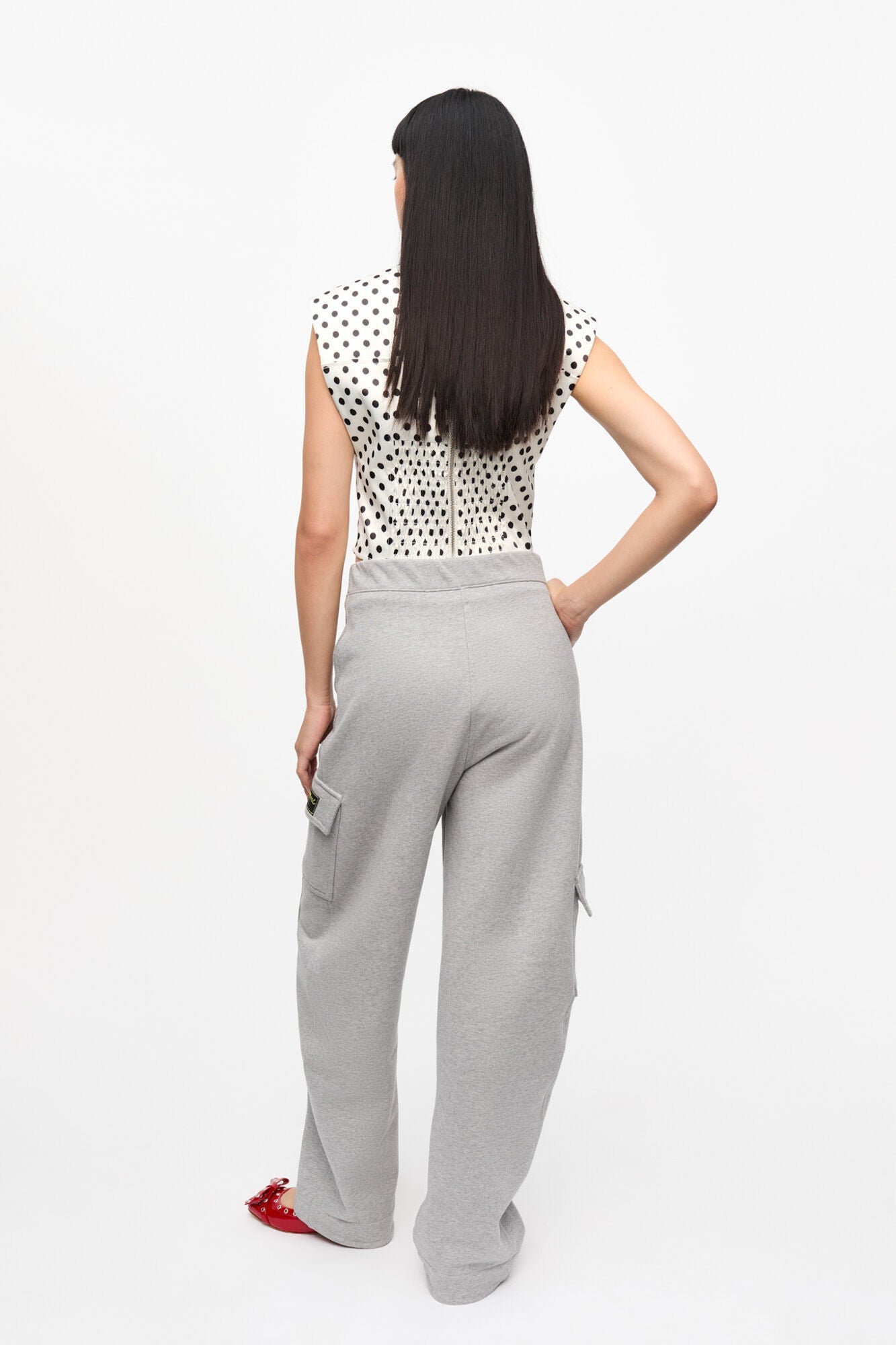 Grey Heavy Terry Curved Trousers | Paloma Melange