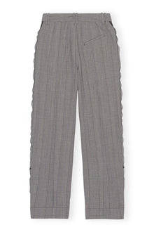 Grey Herringbone Suiting Pleated Trousers | Frost Gray