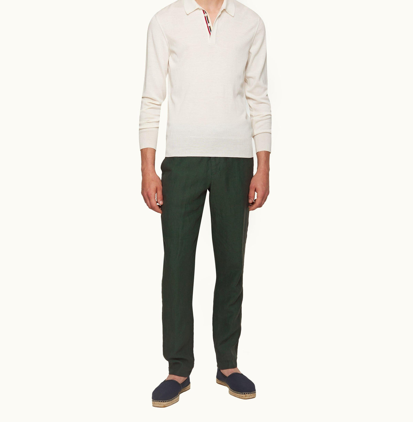 Griffon Linen Tailored Fit Washed Linen Trousers | Dark Sherwood