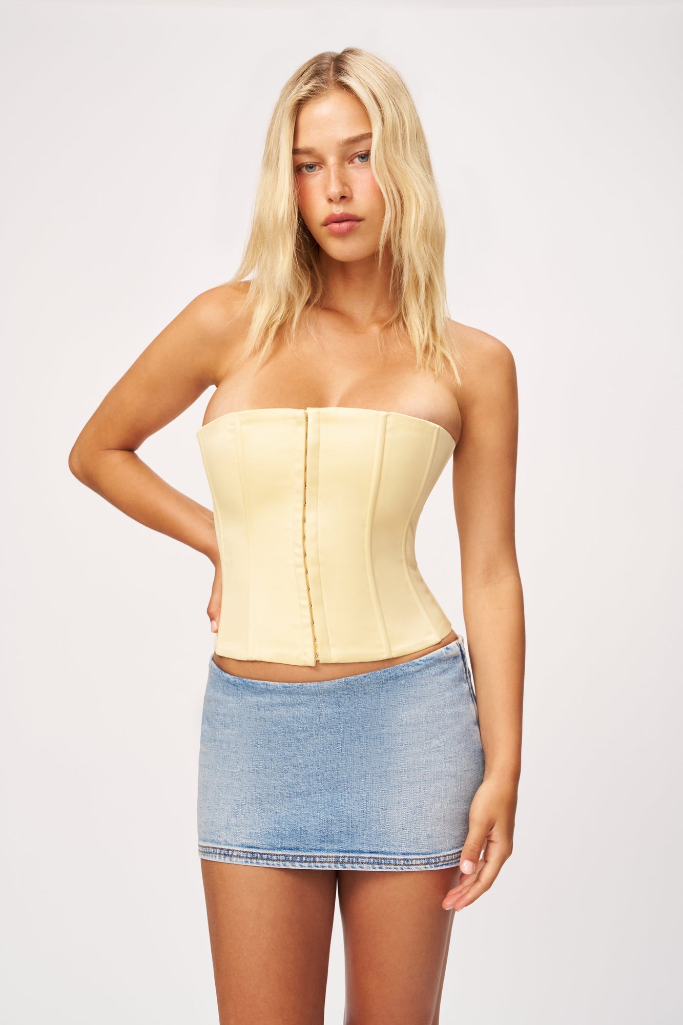 Womens | Satin Corset | Buttercream