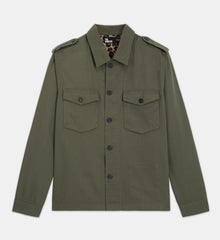 Khaki Shirt With Leopard Lining | Men | Olive Night