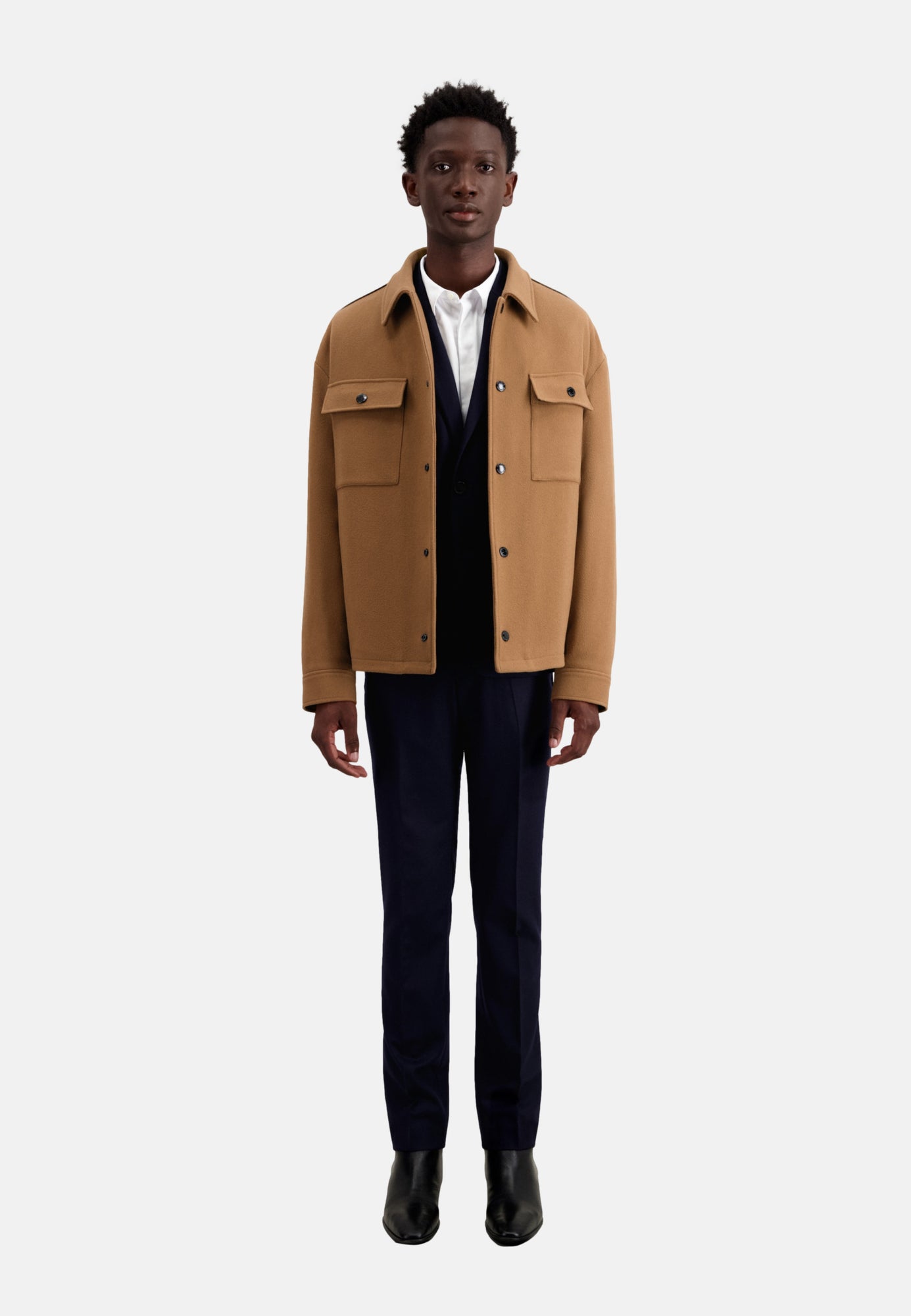 Wool-Blend Overshirt Jacket | Men | Camel