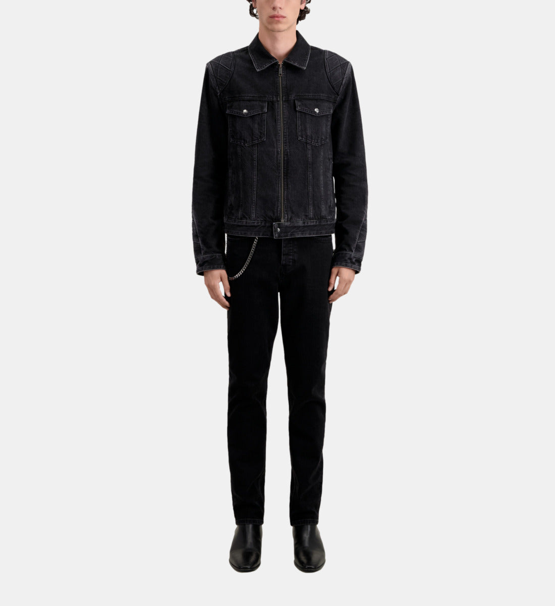 Denim Biker Jacket | Men | Black Washed