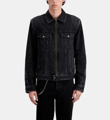 Denim Biker Jacket | Men | Black Washed