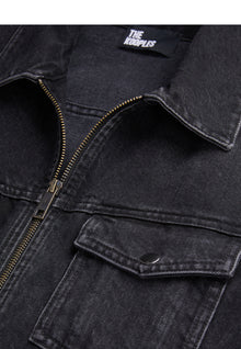 Denim Biker Jacket | Men | Black Washed