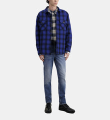 Checkered Wool-Blend Overshirt Jacket | Men | Blue Black