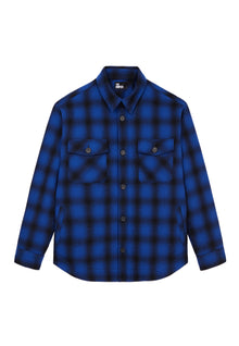 Checkered Wool-Blend Overshirt Jacket | Men | Blue Black