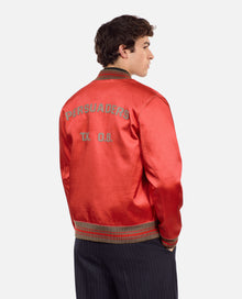 Red Satin Jacket With Patches | Men | Rubis