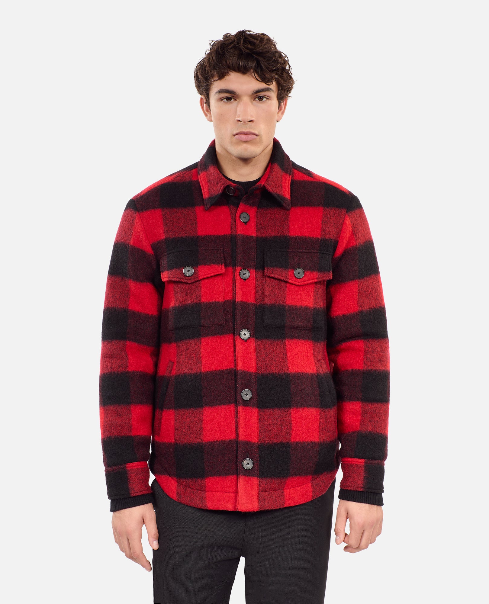 Overshirt-Style Checked Jacket | Men | Red x Black