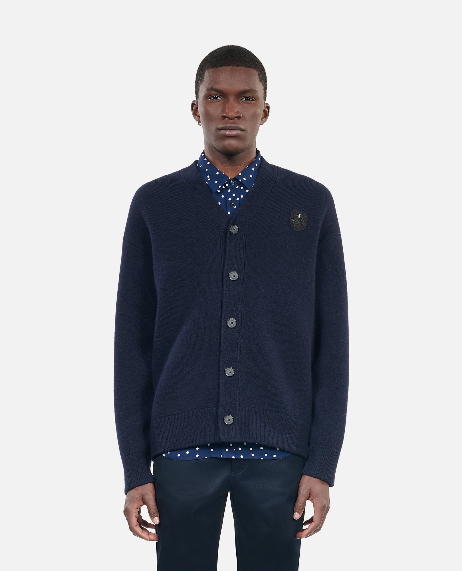 Wool Cardigan | Men | Navy Blue