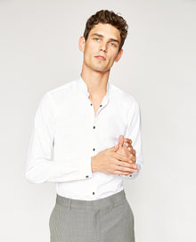 Cotton Faille Shirt With Officer Collar | Men | White