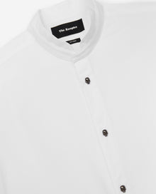 Cotton Faille Shirt With Officer Collar | Men | White