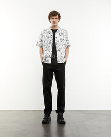 Floral Cotton Shirt | Men | White x Black