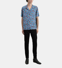 Short Sleeved Printed Shirt | Men | Pink x Blue