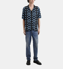 Printed Short Sleeved Shirt | Men | Black x Green